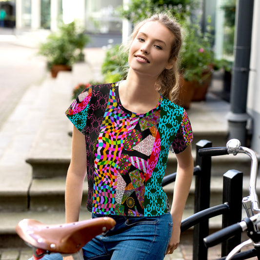 Carefree All-Over Print Crop Tee