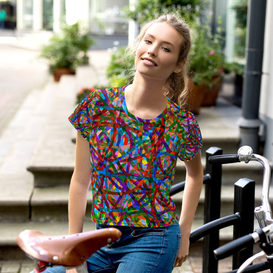 Ribbons of Colour All-Over Print Crop Tee